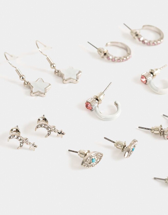 Aros Sets Strass Sets De Aros - Plateado
