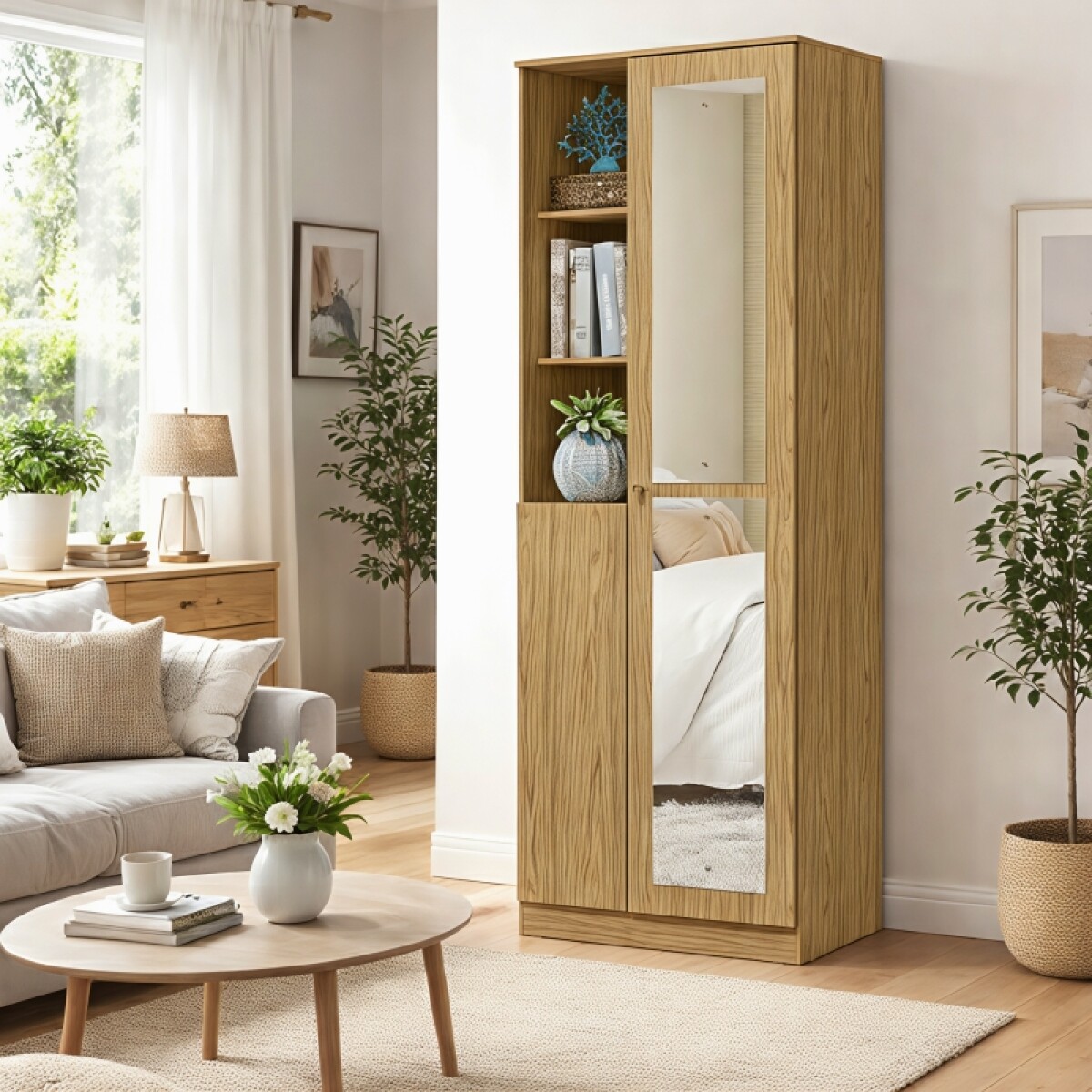 Mueble Multiuso Zapatera Lince Sublime - 2 Puertas con Espejo y 10 Estantes - Marrocos 