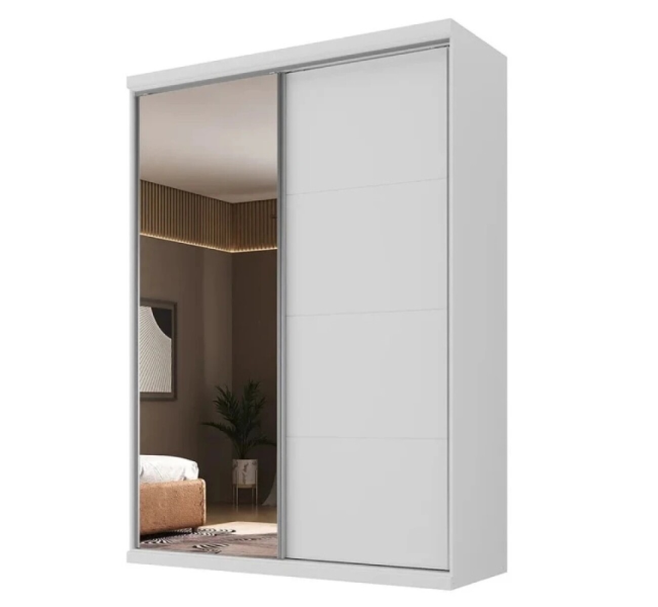 Ropero South Plus Blanco Con Espejo Mdf 