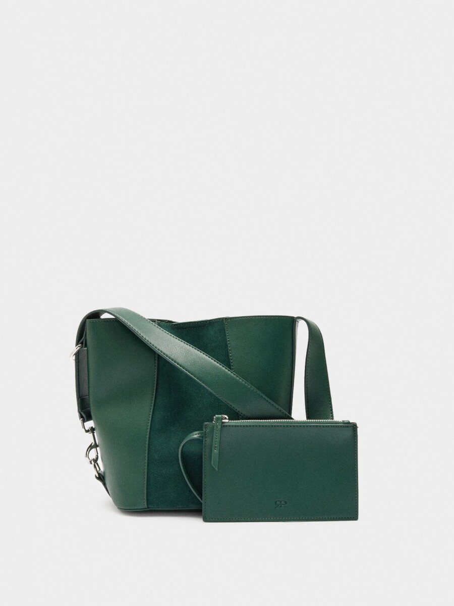 Bolso Bombonera Con Detalles De Piel verde