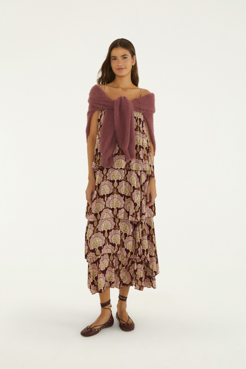 VESTIDO LARGO Bordo