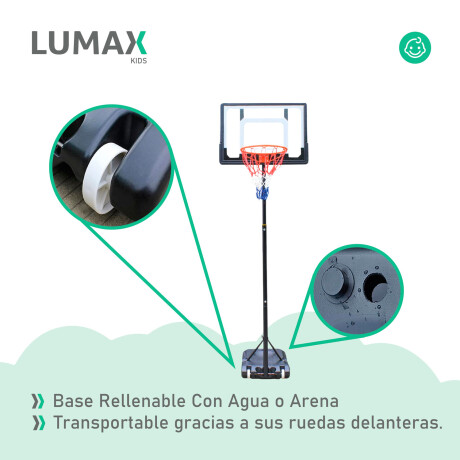 Tablero Basket Aro 2.55m C/ Base Portátil + Pelota Lumax Tablero Basket Aro 2.55m C/ Base Portátil + Pelota Lumax