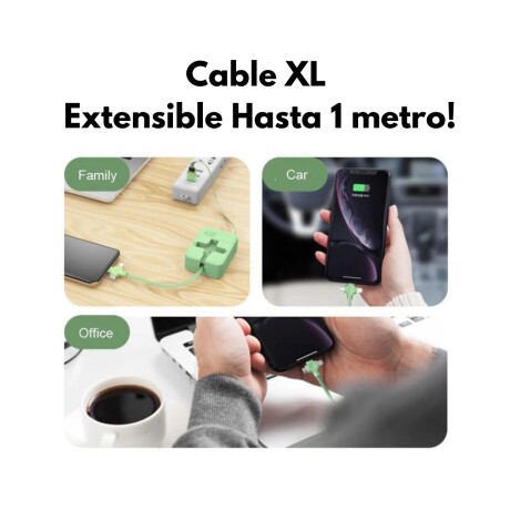 Soporte para Celular con Cable de Carga Retráctil 3 en 1 NEGRO