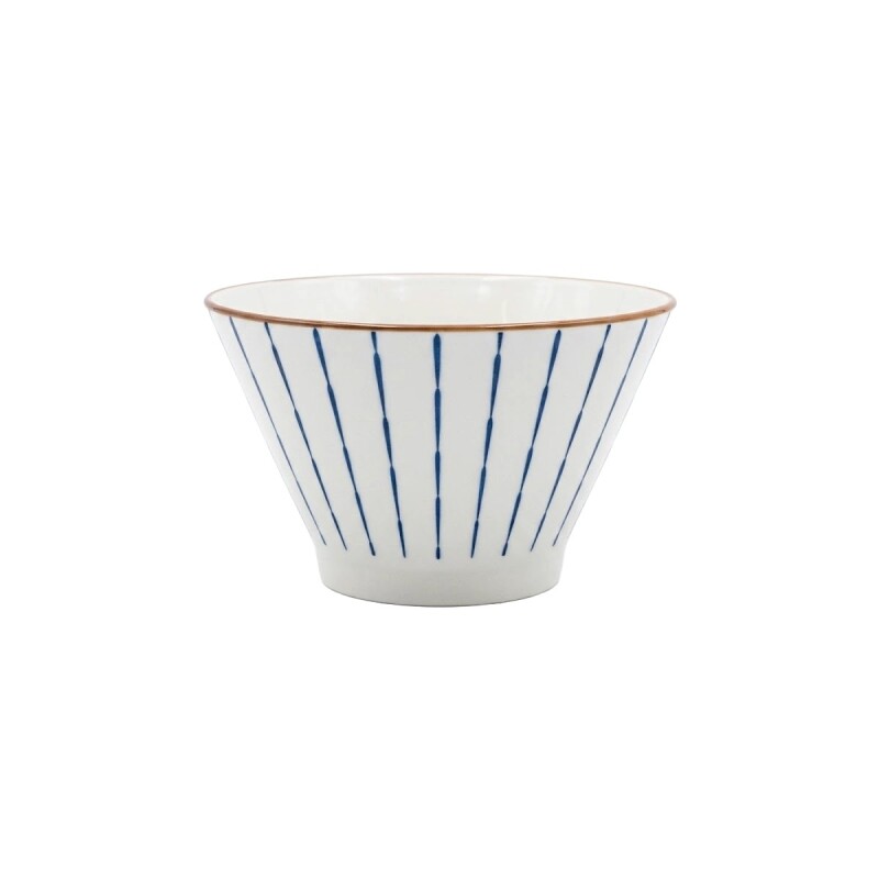 BOWL CERAMICA BLANCO C/RAYAS AZUL 12.5X7CM Unica