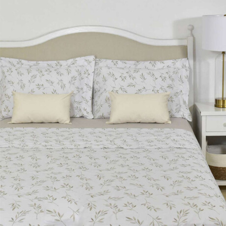 Juego Sábanas 1 Plaza Pilar Estampadas 200 Hilos 100% Algodón 195 Hojas Beige
