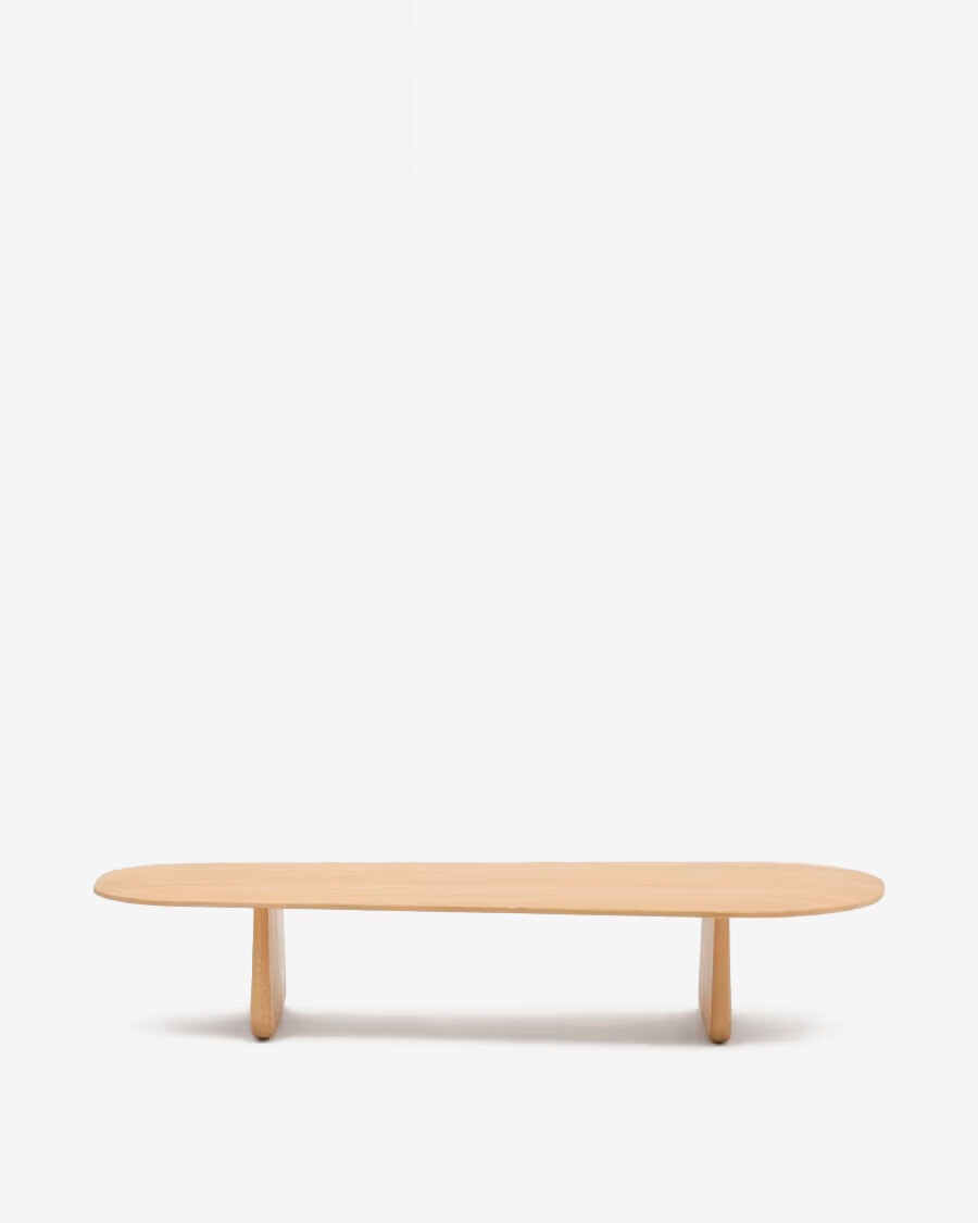 Mesa de centro Pirita de madera maciza de roble con acabado natural 146 x 56,5 cm FSC 100%