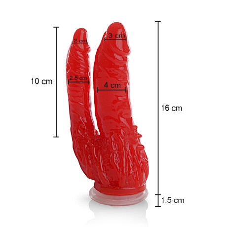 Consolador Doble Placer Con Ventosa Rojo