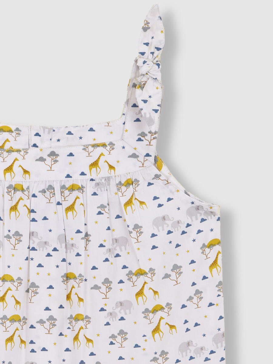Pijama Corto De Popelin Estampado Blanco