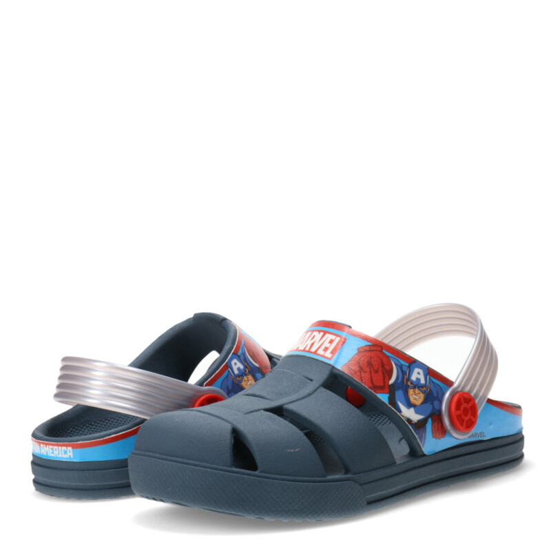 Sandalias Infantiles Marvel Revolution Capitan America Kids Azul - Plateado