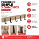 Perchero simple con 5 ganchos MADERA/NEGRO