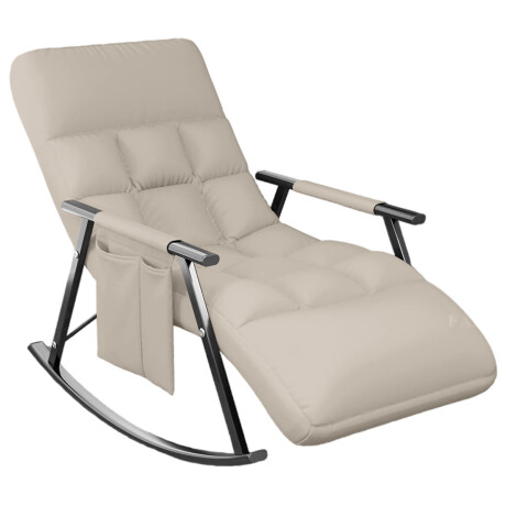 Sillón Reposera Mecedora Respaldo Ajustable Bolsillo Beige