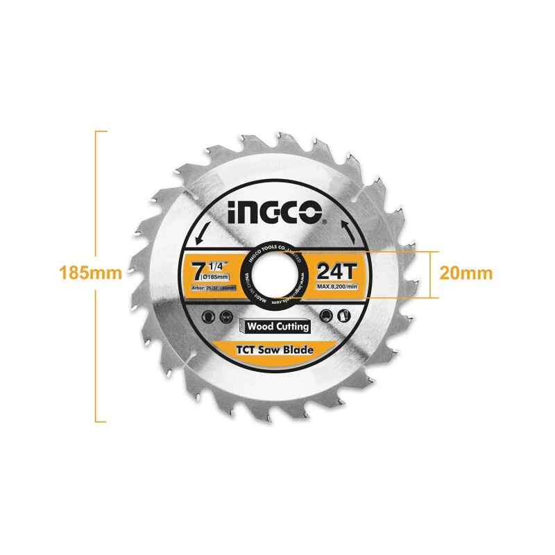 Sierra circular Ingco 1200W 185mm Amarillo