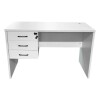 Escritorio de 3 cajones con llave MDF reforzado - 1.20x0.60m blanco