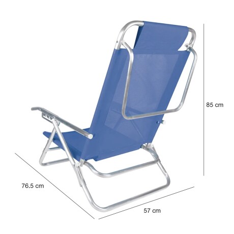 Reposera Silla Reclinable 5 Posiciones Aluminio Fashion Mor Azul