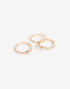 Sets Anillos Perlas Set De 3 Anillos Strass Y Perla - Dorado