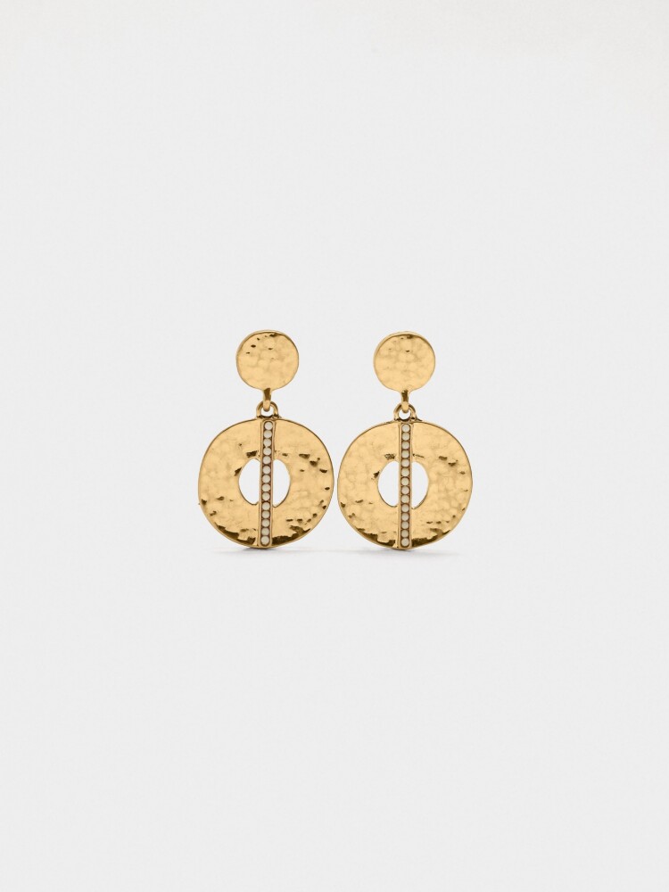 Pendientes De Aro Con Línea Central beige