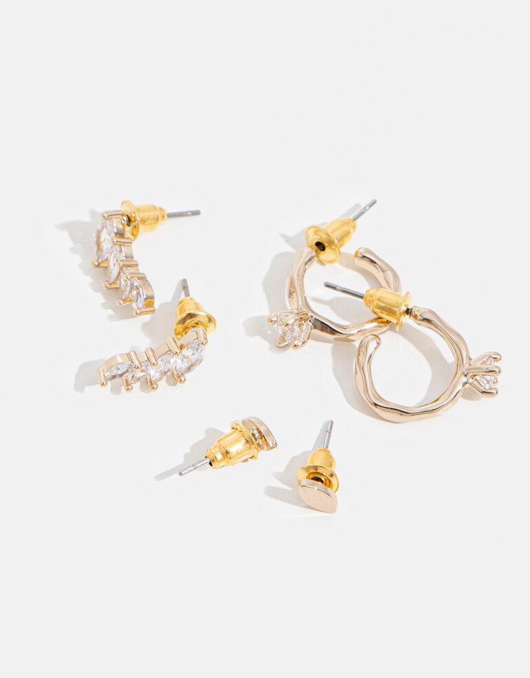 Aros Sets Strass Set De Aros Con Cubic Zirconia - Dorado