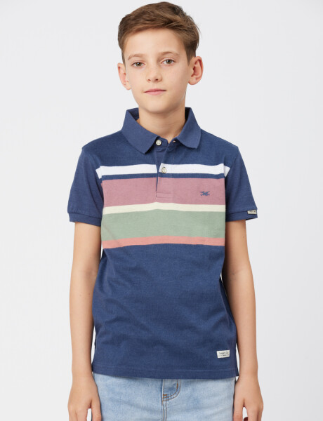 REMERA POLO RAYADA Azul