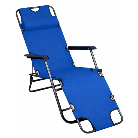 Silla Reposera Catre Plegable Anatómica Liviana Con Almohada Azul
