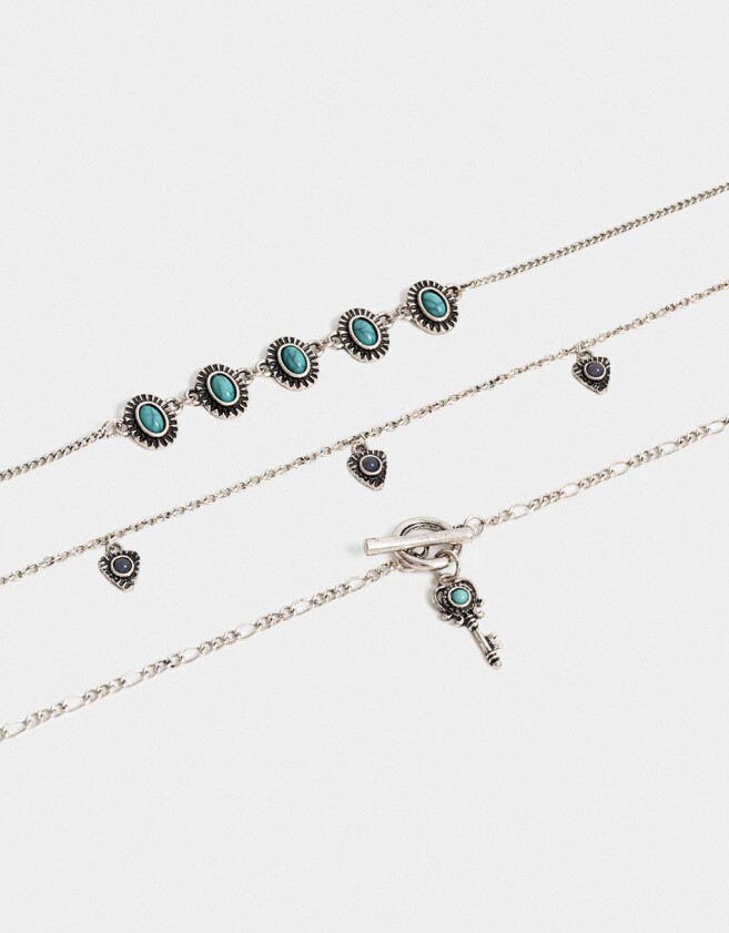 Collares Cortos Piedra Collar Corto De Metal - Plateado