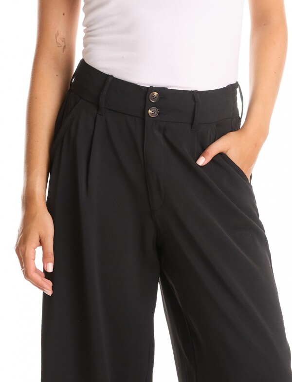 Palazzo Con Doble Botón & Cintura Elástica NEGRO