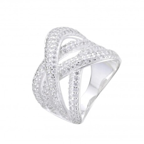 Anillo de plata 925 con circonias, TRENZA. Anillo de plata 925 con circonias, TRENZA.