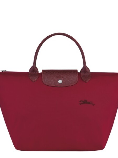 Longchamp -Cartera Longchamp plegable de nylon con cierre y asa corta, Le pliage green M Bordó