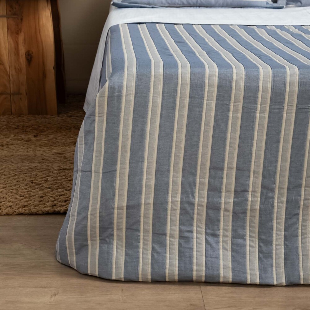 SET CUBRECAMA 1 PLAZA ALGODON-Y-POLIESTER AZUL MATRESS