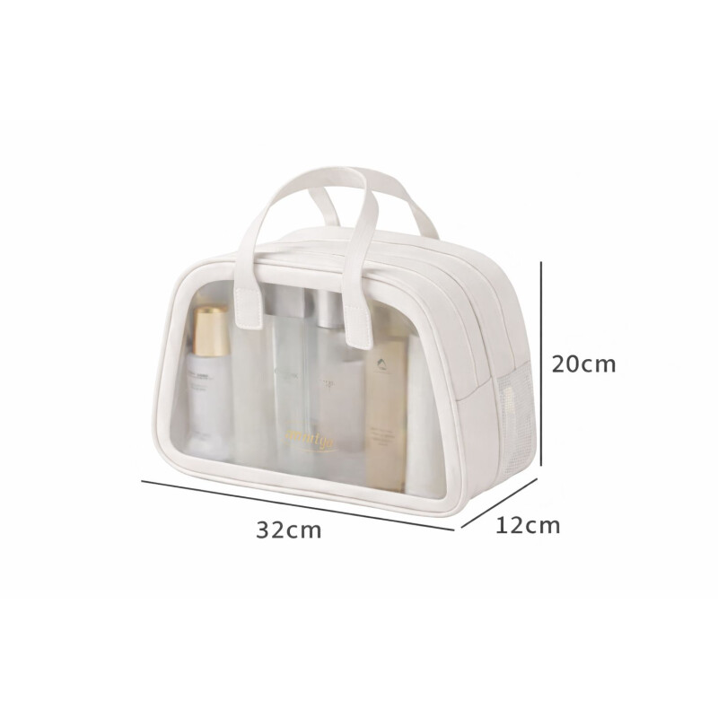 Necessaire de Viaje Organizador Impermeable con Compartimentos _ Ideal Porta Cosméticos y/o Artículos de Baño Blanco