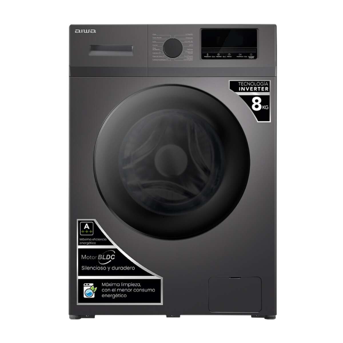 Lavarropas Automático Carga Frontal AIWA 8KG Inverter - Gris AWLT08G 