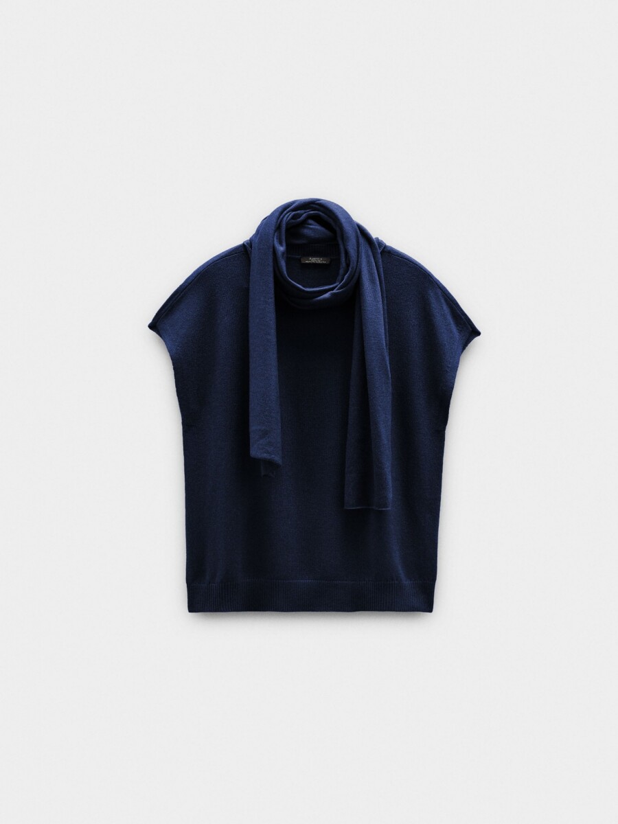 Chaleco De Punto Con Pañuelo azul-marino