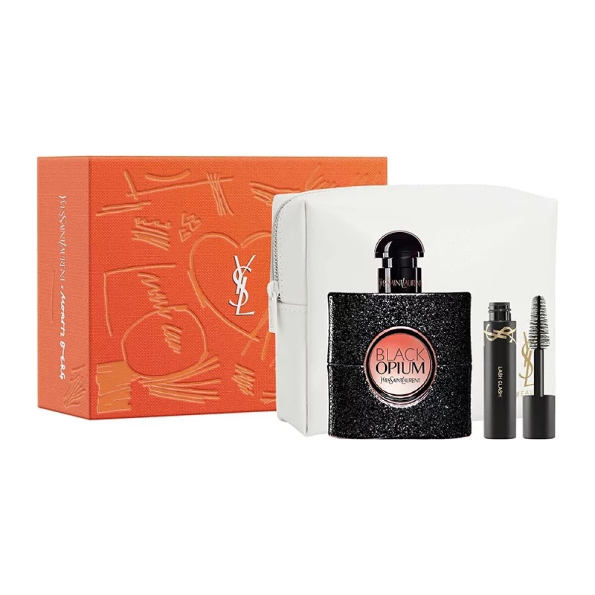 Set Perfume Ysl Black Opium Edp 50ml+mini+pouch 