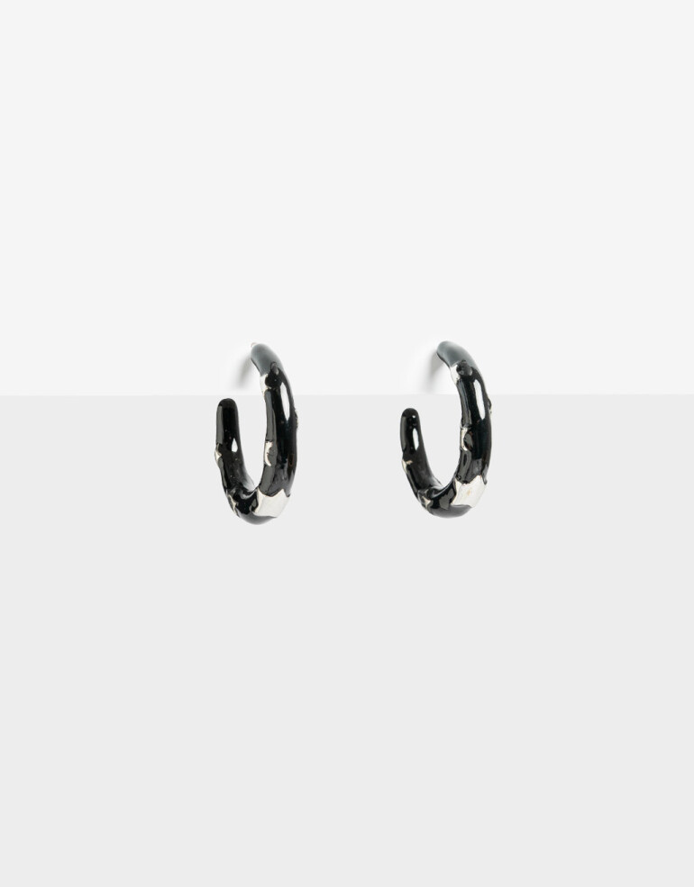 Aros Argollas Color Argollas Esmaltadas - Negro