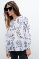 Blusa con estampa Benteveo blanco