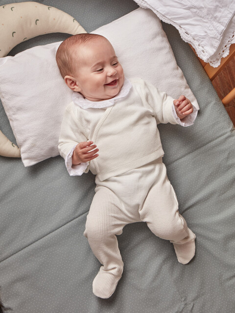 Chaqueta Jersey Gofrado Blanco Roto