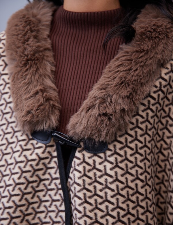 Ruana Faux Fur MARRON/MULTI