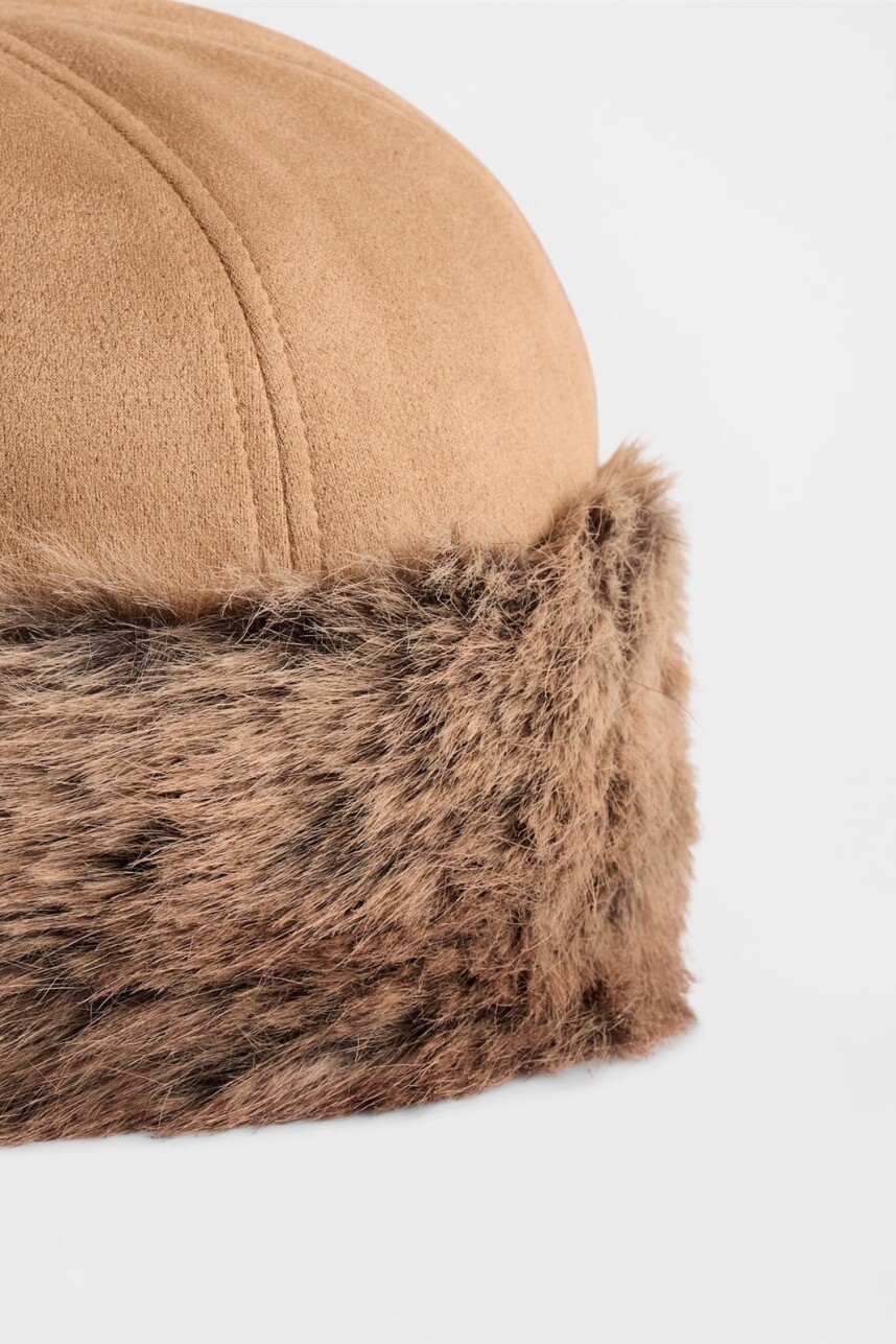 Gorro Piel Sintética Mujer Natural1