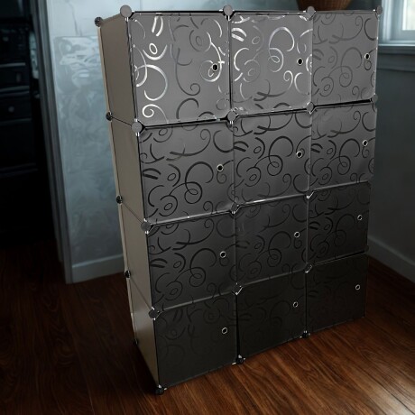 Armario Plástico Lumax 12 Puertas Desmontable Portátil Negro