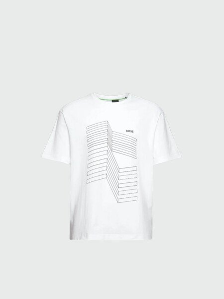 Hugo Boss -Remera de algodón estampada, relaxed fit, TEE 6 Blanco