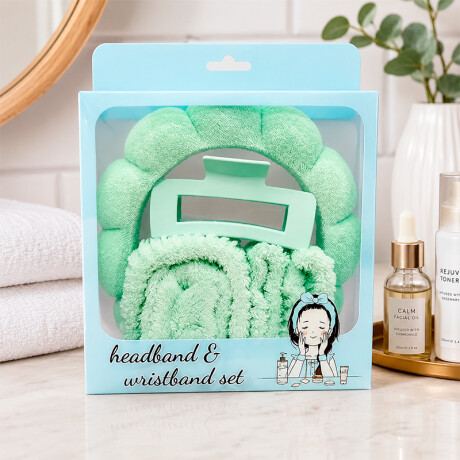 Set De Accesorios Para Cabello Y Cuidado Facial Verde