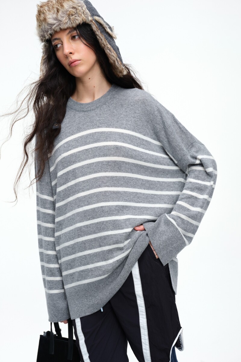 SWEATER RAYAS Gris