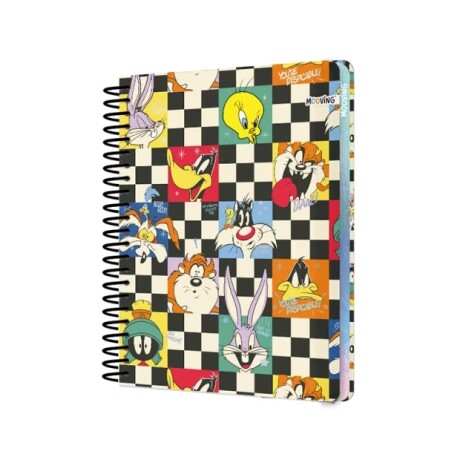 Cuaderno Mooving Premium 1/2 Oficio Looney Tunes Diseño Ajedrez