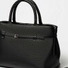 Cartera de mano Bay en cuero graneado Negro
