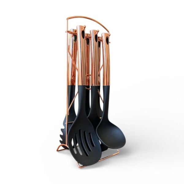 SET UTENSILIOS DE COCINA ROSA GOLD/NEGRO - 6 PIEZAS SET UTENSILIOS DE COCINA ROSA GOLD/NEGRO - 6 PIEZAS