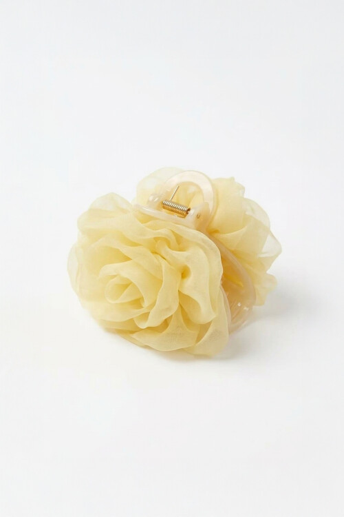Broche flor tul amarillo