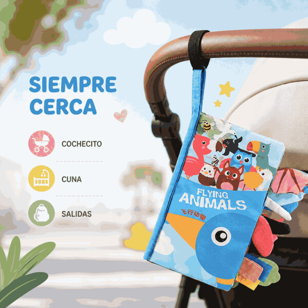 Libro Sensorial para Bebé con Colas, Mordillo y Sonidos Azul