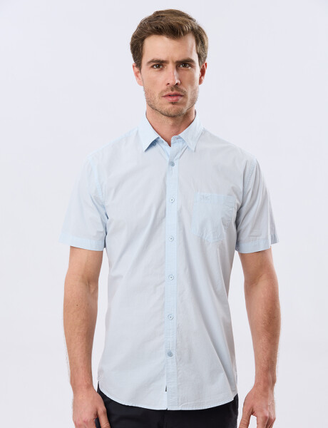 CAMISA CUADROS ALGODÓN Celeste