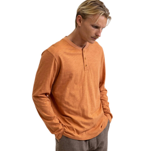 Remera ML Rhythm Linen Ls Henley Naranja Remera ML Rhythm Linen Ls Henley Naranja