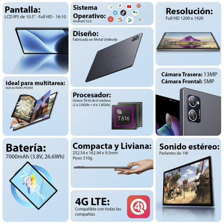 Tablet Chuwi HiPad XPro 10.5 con 4G LTE 6GB de Ram 128GB de Memoria Tablet Chuwi HiPad XPro 10.5 con 4G LTE 6GB de Ram 128GB de Memoria