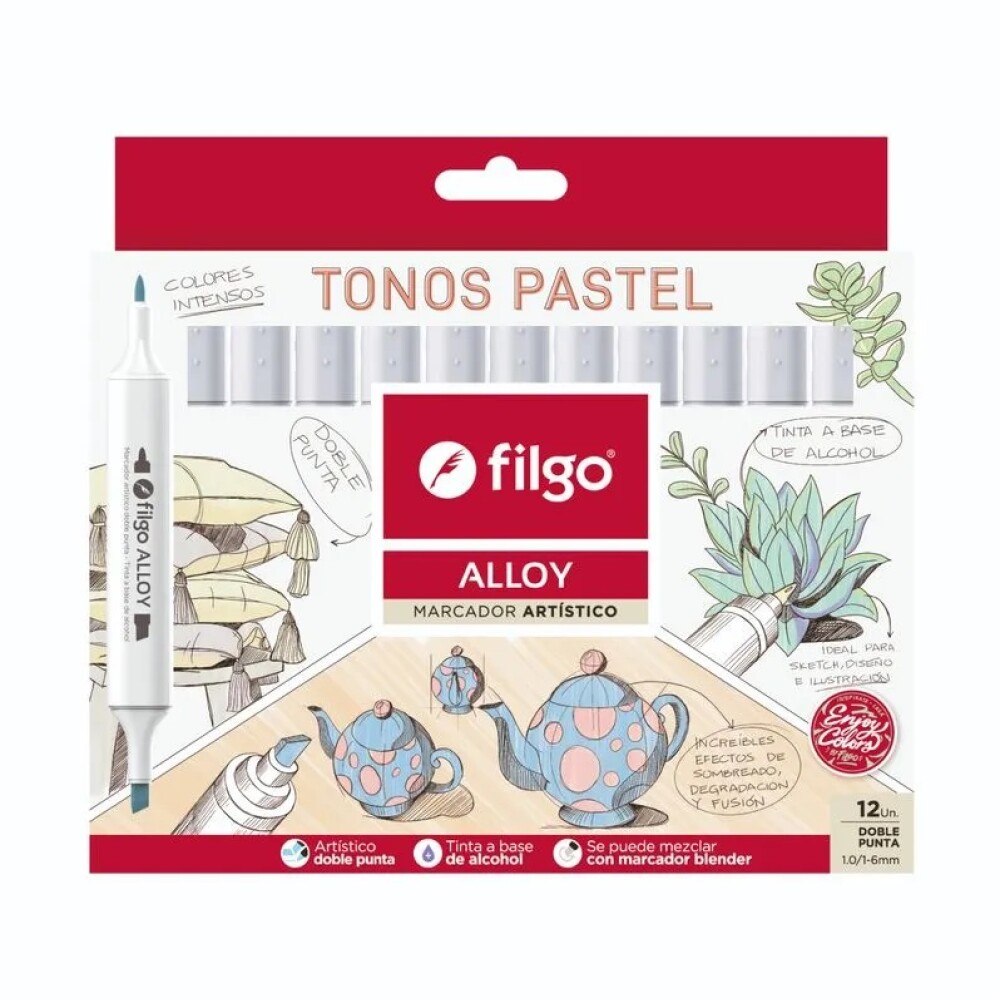 Marcador Artístico Alloy Tonos Pastel Filgo #Marcador Filgo Artístico Alloy Tonos Pastel